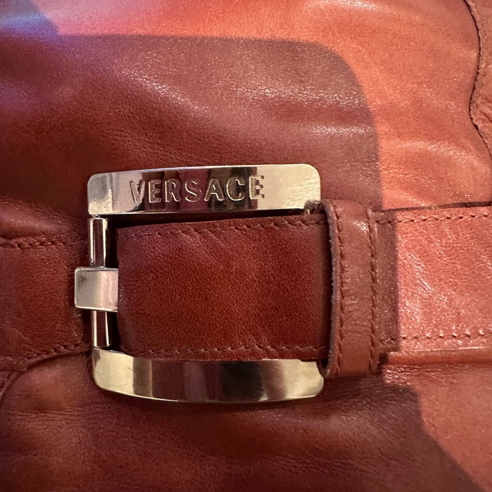 Versace Red Heeled Boots - Picture 2 of 7